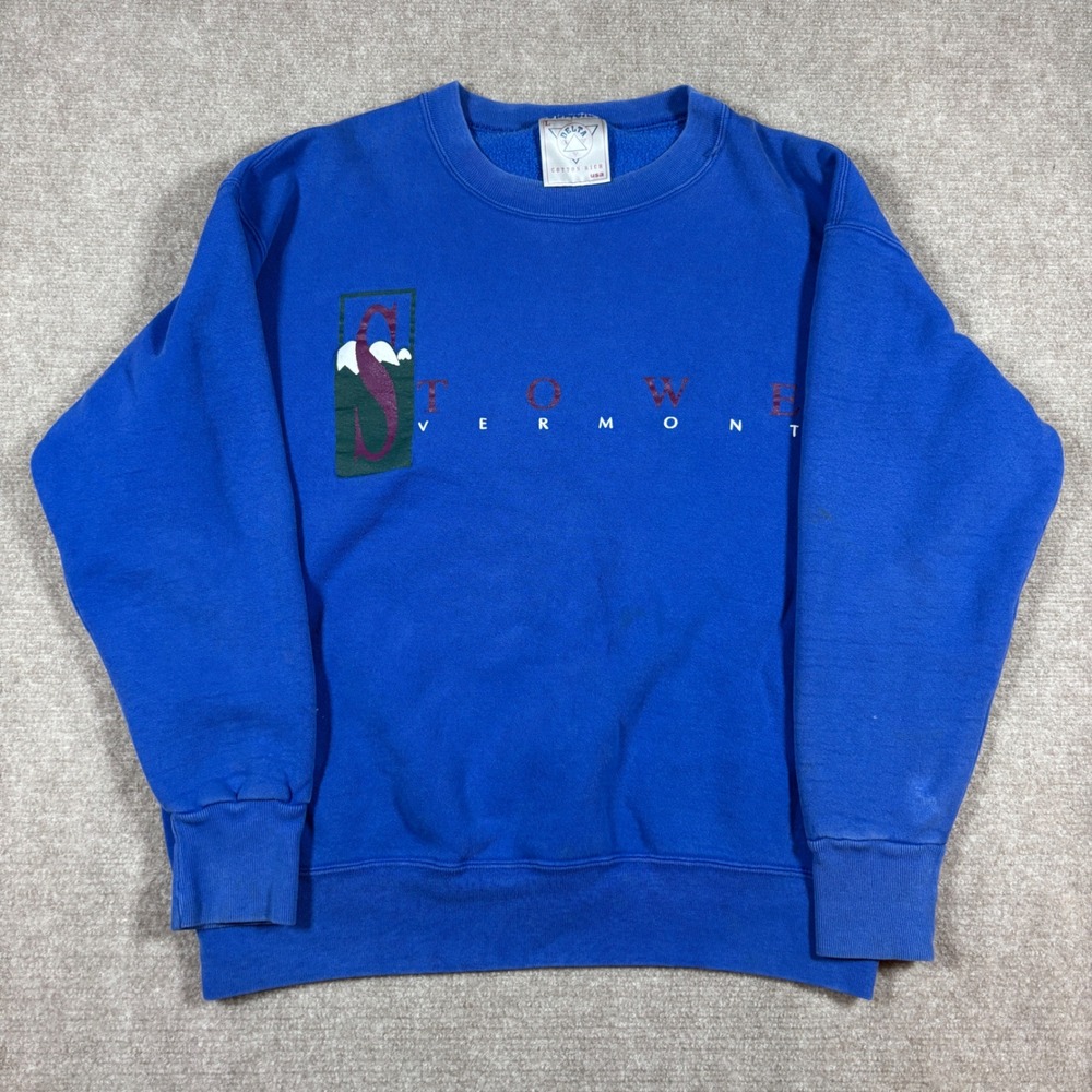 Vintage Stowe Vermont Crewneck‎ Sweatshirt Delta Cotton Rich USA Made Mens L